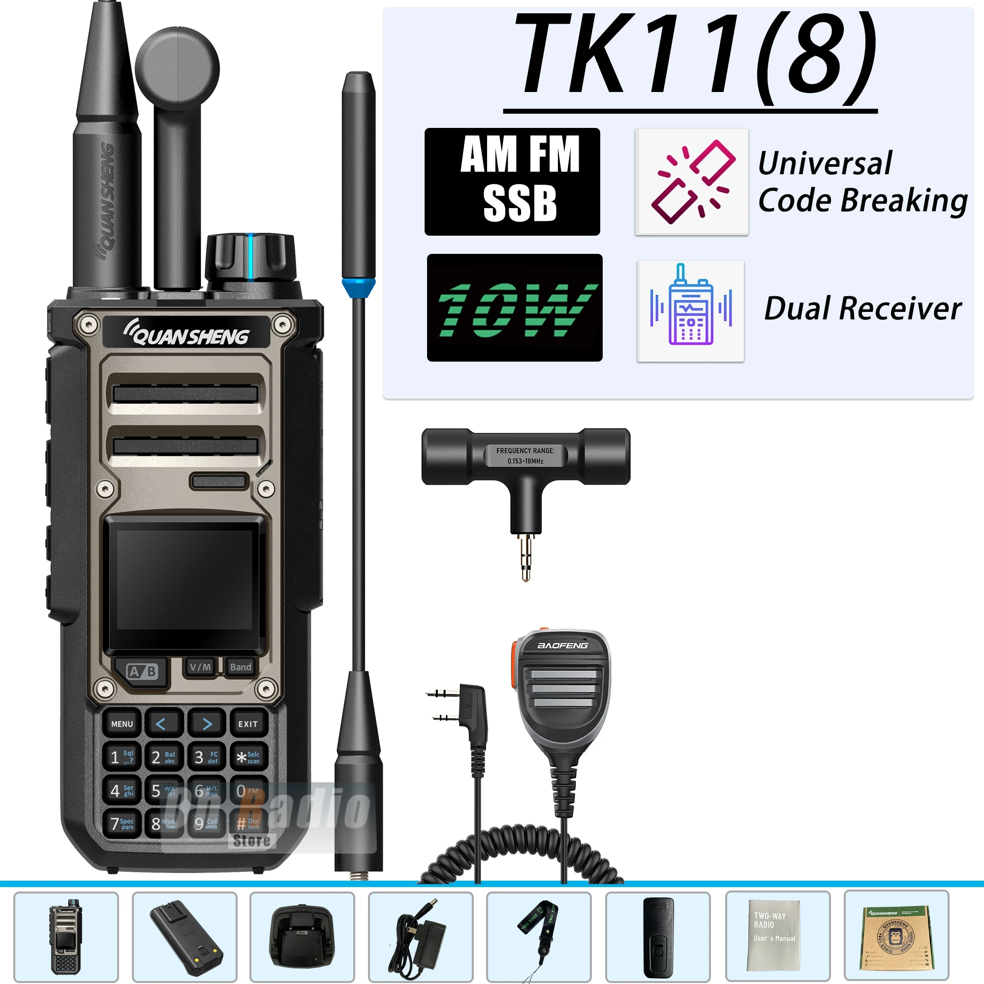 Quansheng TK11(8) 10Wトランシーバー AM FM SSB デュアル受信機