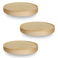 3Pcs Wall Shelves Set Oak Wood Round Floating Shelf Wall Mounted Plant Shelf Home Decoration Mini Rustic Wall Storage Racks 1