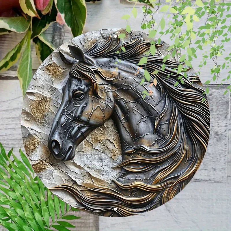 

Aluminum Horse Themed Decorative Sign Weather Resistant Outdoor Tin Art with HD Printing for Home and Office Decoration vintage