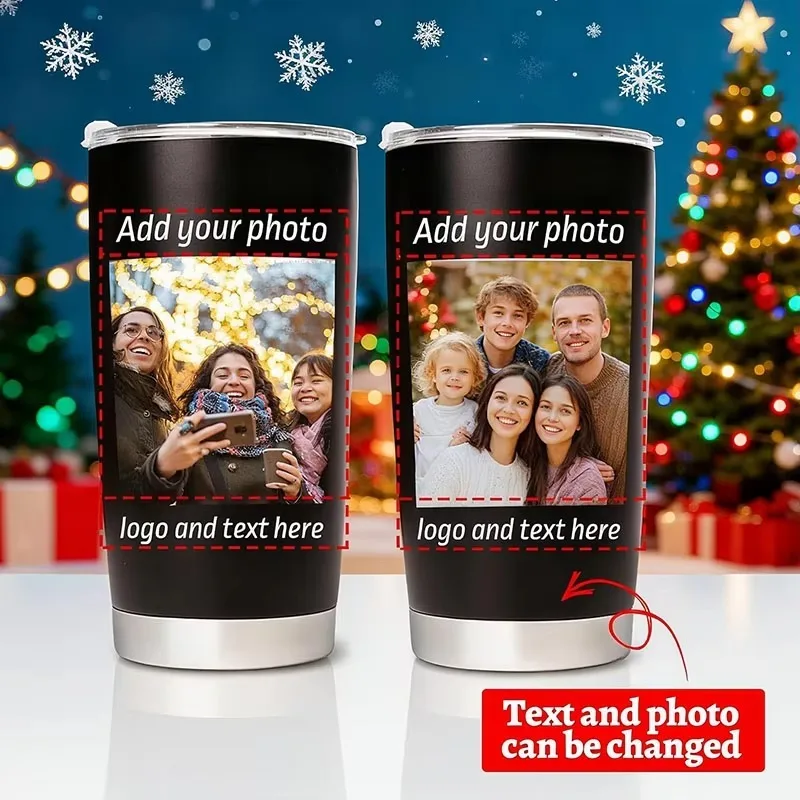 Personalized 20oz Insulated Stainless Steel Coffee Tumbler with Custom Photos and Text