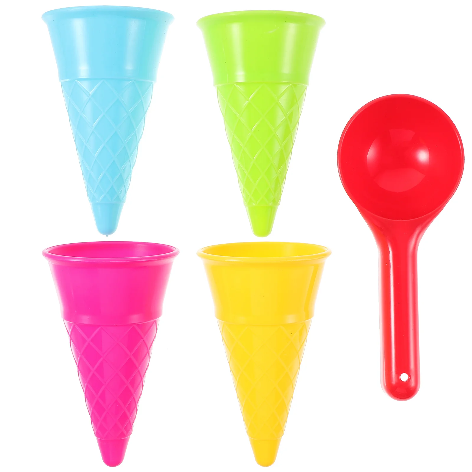5 Pcs Ice Cream Cone Scoop Set Childern Beach Toy Egg Roll Plastic Toys Cup Kids 4