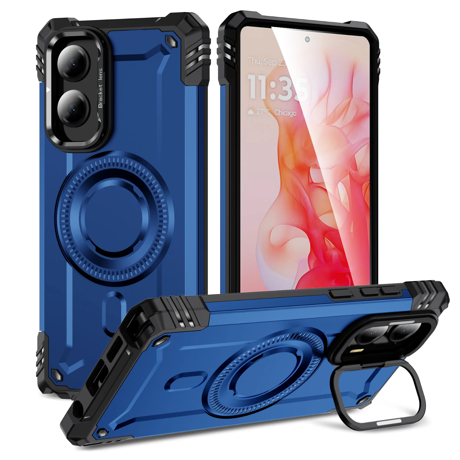 Magnetic Armor Shockproof Case with Magsafe and Metal Lens Stand Cover