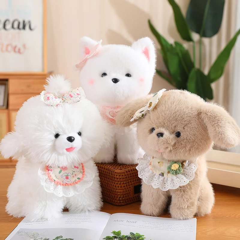 Cute Hairry West Highland Dog Plush Toy Kawaii Stuffed Animal Soft Realistic Fluffly Labrador Bichon Plushies Doll Home Decor