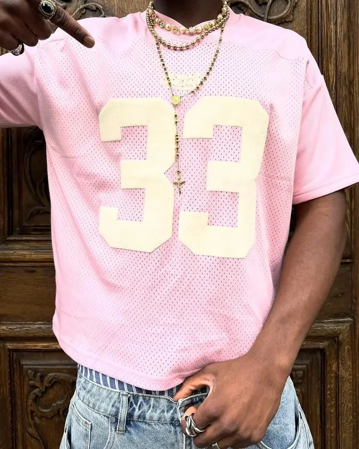 Streetwear Football Sports Pink Oversized Jersey Gothic