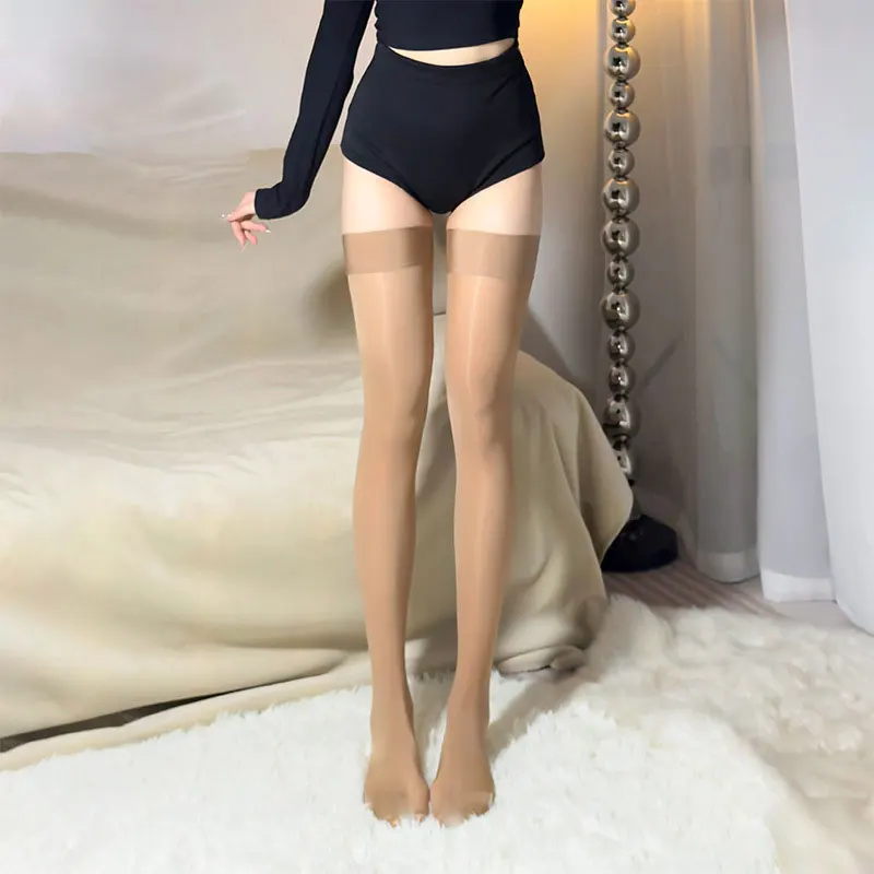 Ölig glänzende, sexy Strümpfe, seidig glatte, hohe Strümpfe, Damen Overknee-Socken – Detail 10