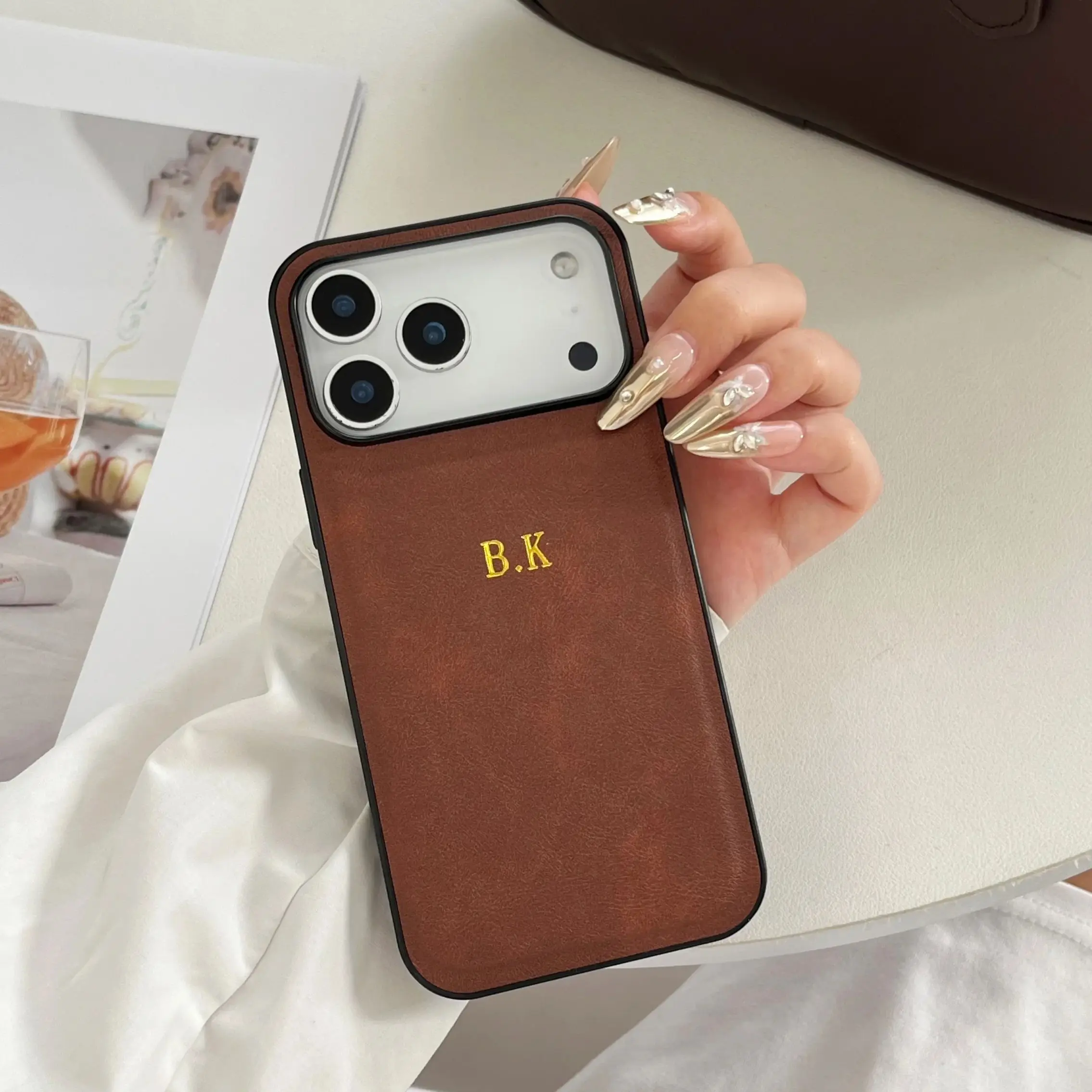 Personalized Custom Name 3D Hot Gold Foil Embossed Business Faux thumbnail 3
