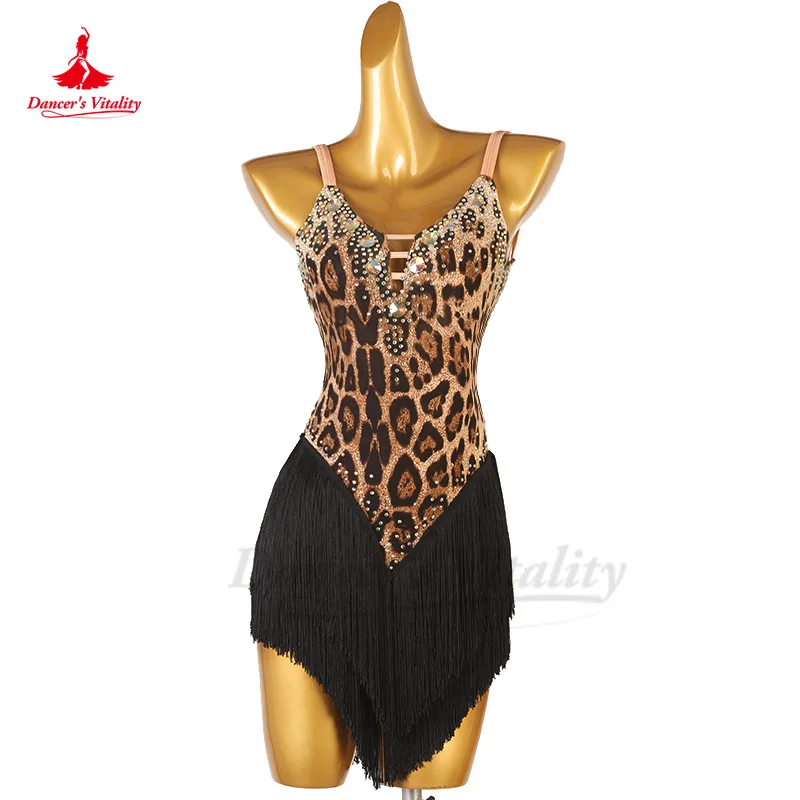 

Latin Dance Competition Dress for Women High-end Performance Clothing Custom Adult Children Samba Rumba Latin Fringes Dress