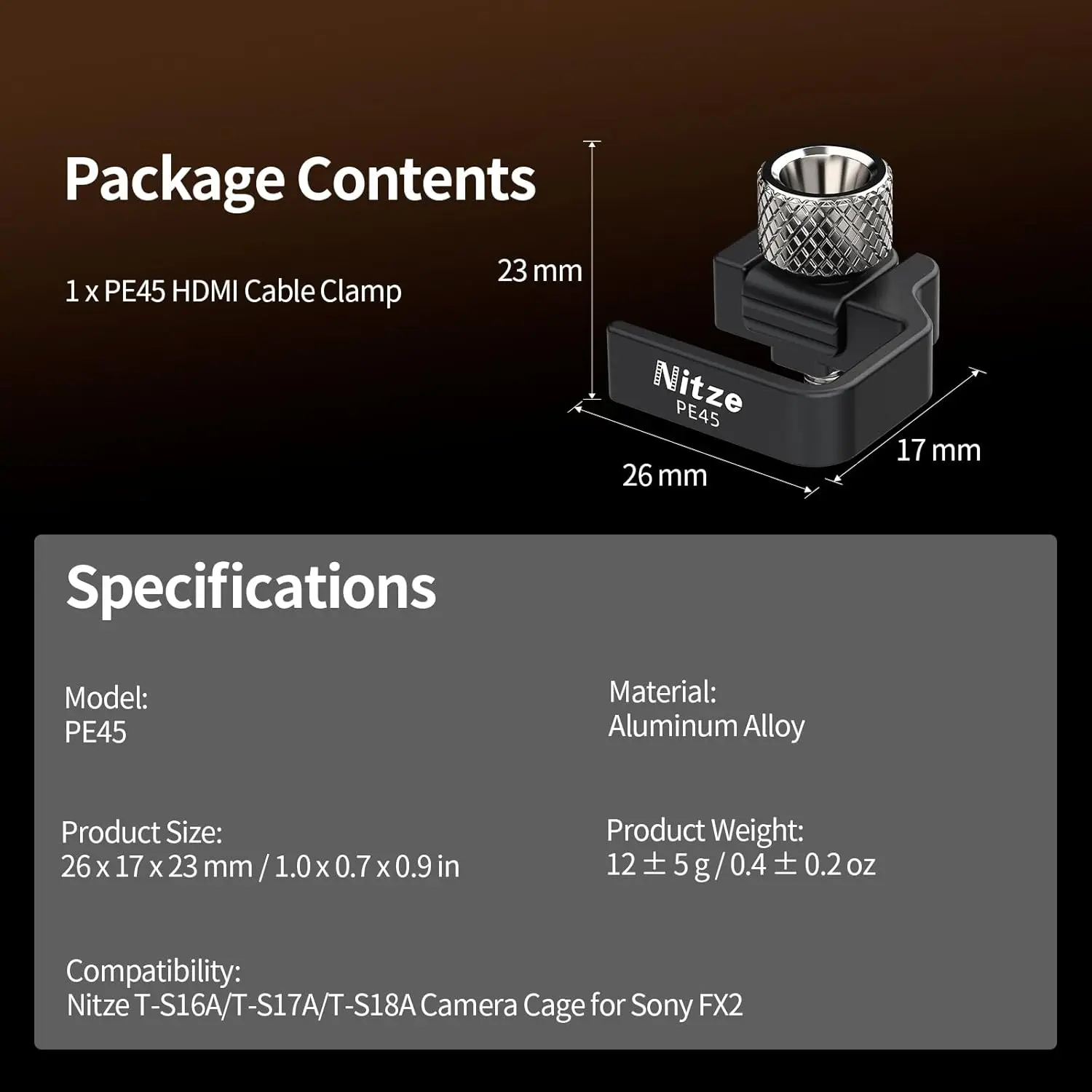 Nitze HDMI 케이블 클램프( FX2용), Nitze T-S16A, T-S17A 및 T-S18A 카메라 케이지용