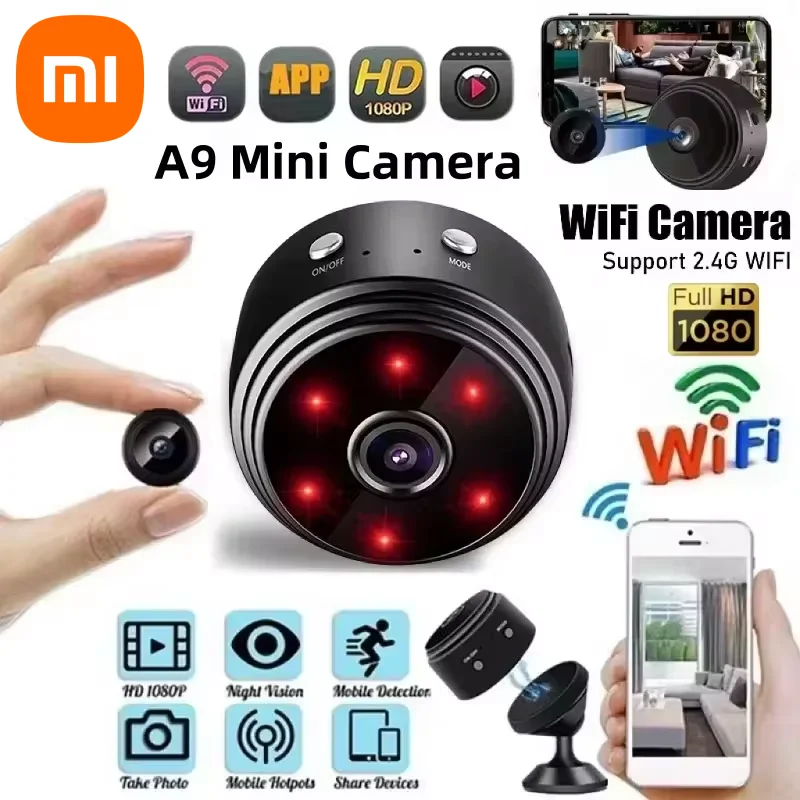 【Hot ticket】 Mijia A9 Mini Camera Wifi 1080P HD Wireless Security For Home Night Version Video Remote Intelligent Camcorders