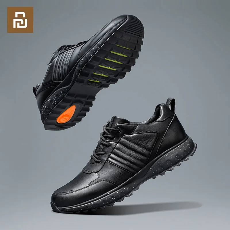 

Youpin Qimian Sports Cushioning Leather Shoes Lace-Up Men Sneakers Breathable Comfortable Cow Leather Casual Shoes for Men