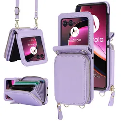 Premium Folding Screen Protective Cover with Zippered Card Slot and Adjustable Strap - Full Coverage Protection - Motorola Razr 60 (XR - JJ3E31 - LZWLL)