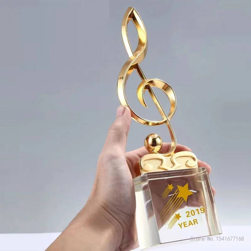 Customized Music Notation Crystal Trophy Lettering Medal Excellent Singer, Speech, Competition, Award, Gold, Silver, Copper, 1Pc