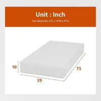 10 Inch Mattress Base Foam Mattress ,Removable Soft Cover,Twin mattresses for Bed Frame, Bunk Bed, Trundle, Daybed，White 2