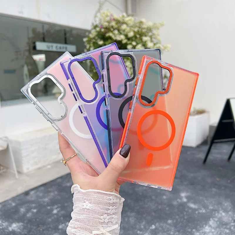 Enhanced Metal Lens MagSafe Phone Case with Wireless Charging and Discolour Cover