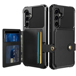 Magnetic Leather Card Slot Wallet Case - Premium Smartphone Accessory Cover - Samsung S24Plus (Black)