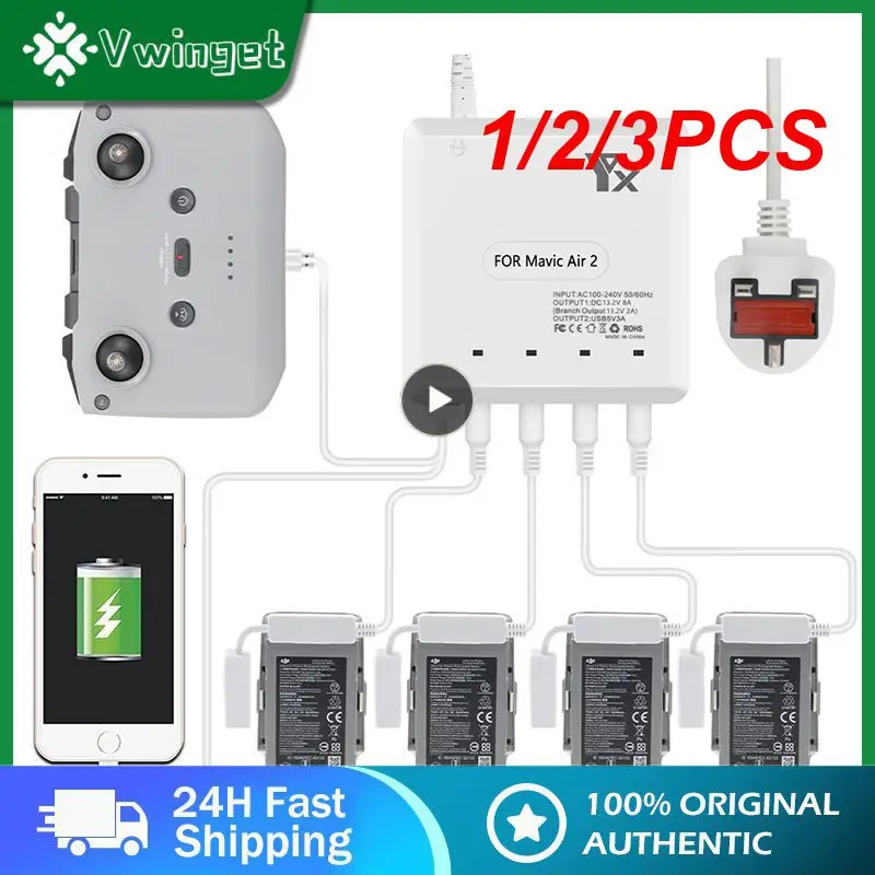 

1/2/3PCS For Mavic Air 2 /2S Drone 6 in 1 Battery Charger with USB Port Remote Control Charging Hub Intelligent Multi Charger