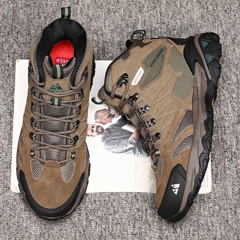 HIKEUP Winter Boot Männer Outdoor Wanderschuhe Wildleder High Top Leder Outdoor Trekking Turnschuhe Herren Berg Taktische Stiefel – Detail 9