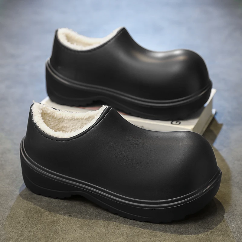 Lovers casual cotton slippers winter warm plus velvet men's outdoor walking shoes unisex Soft soles non-slip fashion slippers