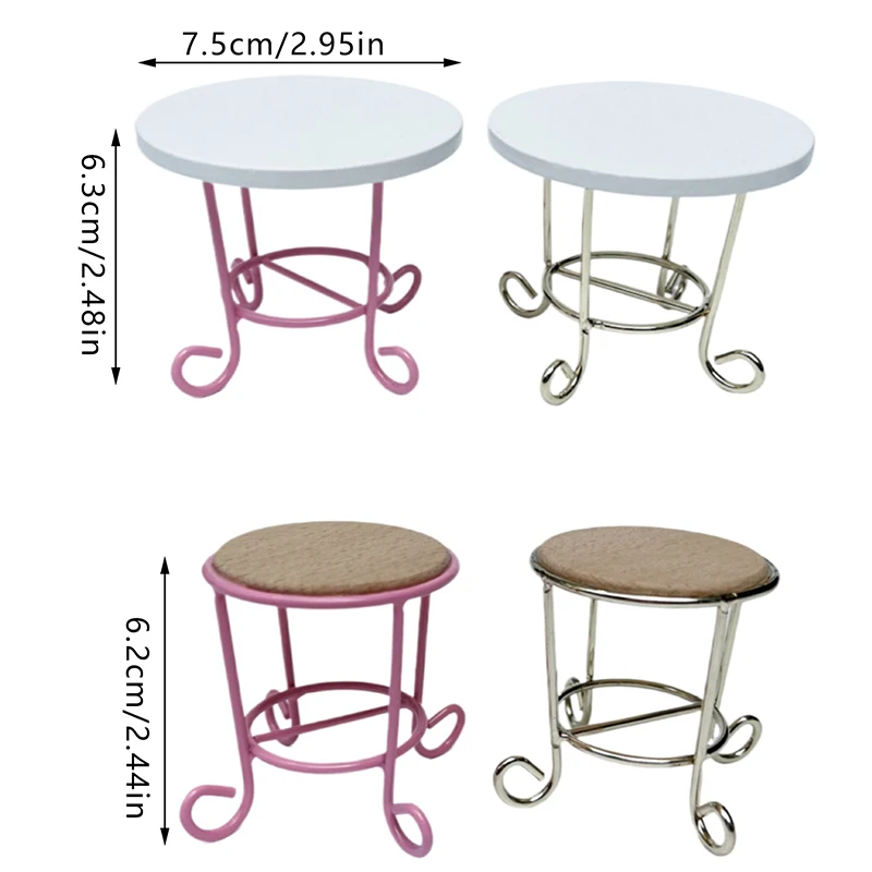 Fairy Garden Table and Chairs Metal Retro Dollhouse Miniature Garden Items Set Terrarium Home Living room Decoration Accessories 5