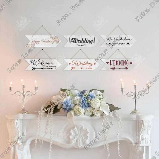 Putuo Decor Wedding Arrow Wooden Sign - A Perfect Addition to Your Wedding Scene