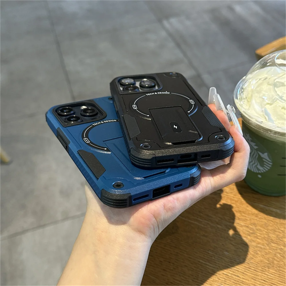 Rugged Military-Grade Magnetic Stand Case with Shockproof Matte Finish