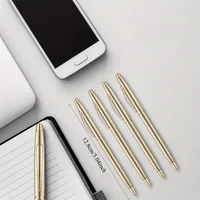 Slim Metallic Retractable Ballpoint Pens Slim Ballpoint Pens Black Ink Pens Metal Pens Set for Business Office 2