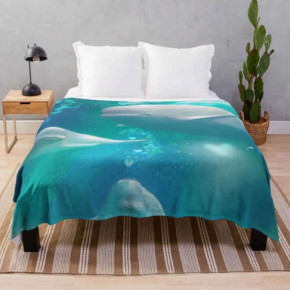 Blue Beluga Family Throw Coperta Moving Designers Sofa Throw Comforter Coperte Decorative