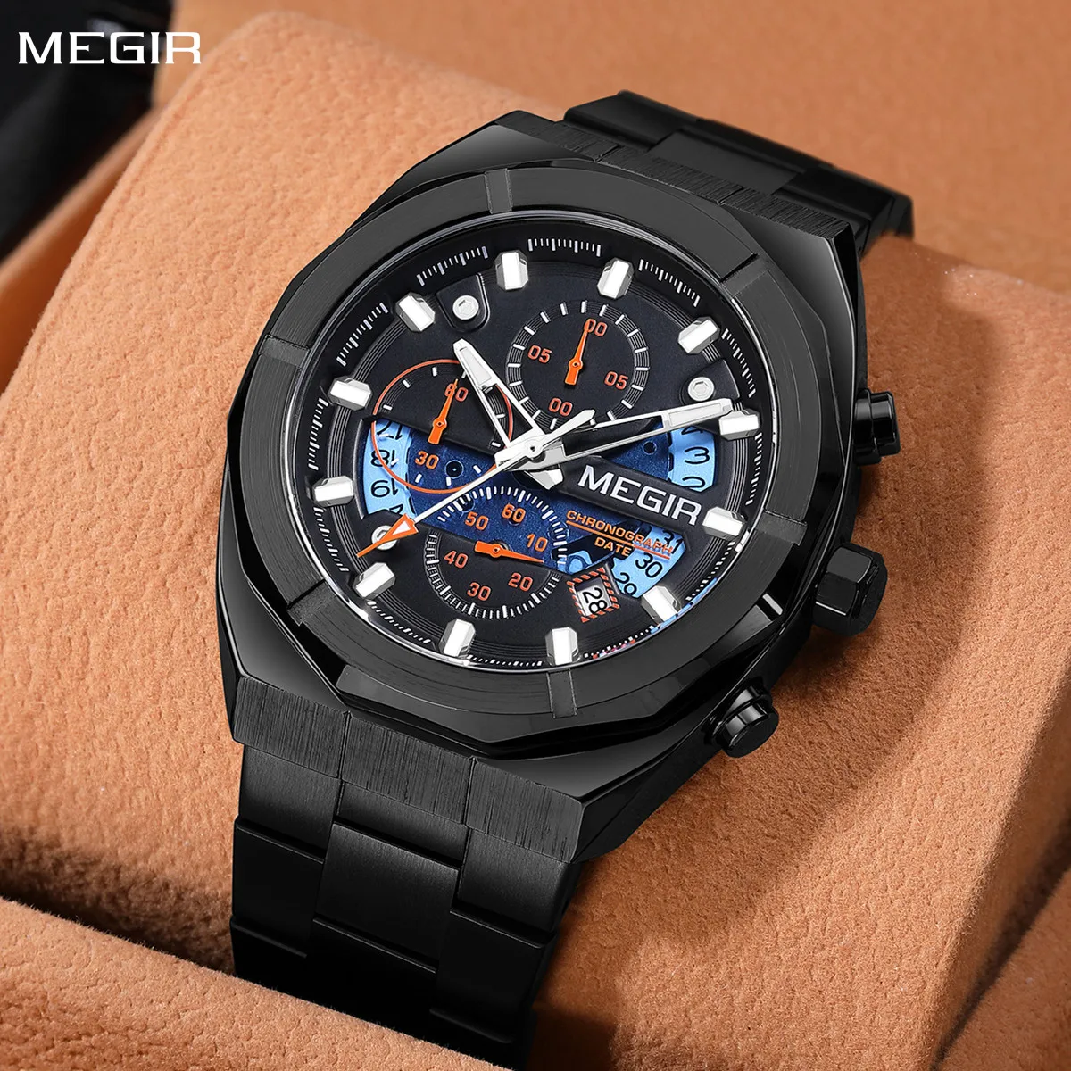 

MEGIR New Watch for Men Top Brand Luxury Casual Quartz Wristwatch with Chronograph Waterproof Luminous Auto Date Reloj Hombre