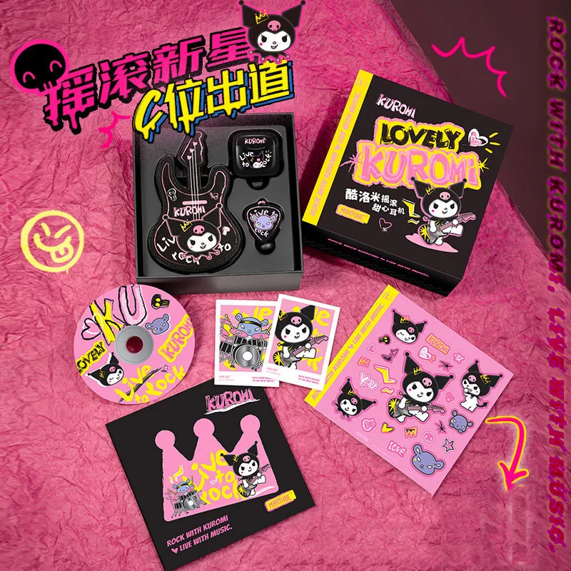 

Kawaii подлинные Sanrio Kuromi Bluetooth шумоподавляющие наушники мультфильм аниме беспроводные наушники вкладыши наушники подарок для девушки
