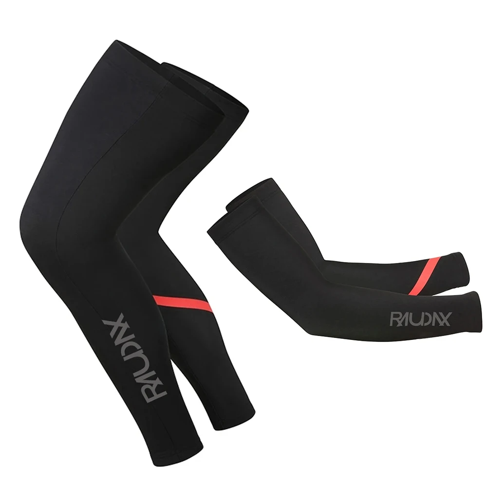 

2023 Team Raudax Leg Warmers Black UV Tection Cycling Arm Warmer Breathable Bicycle Running Racing MTB Bike Leg Sun Protection