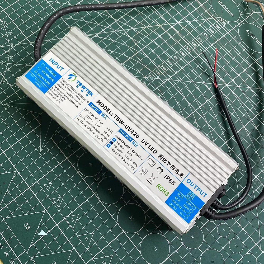 4.2A 420W IP67 Waterproof Constant Current Source For UV LED Module Gel Curing Lamps INPUT AC 100V-240V OUTPUT DC 70V 4200ma