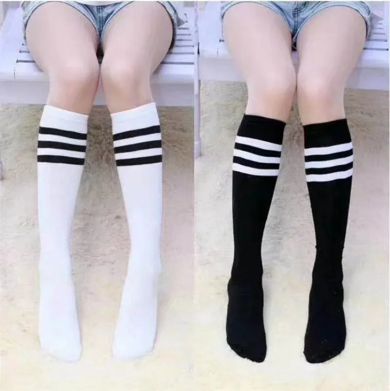 

Kids Knee High Socks Girls Boys Football Stripes Cotton Sports School White Black Socks Skate Children Baby Long Tube Leg Warm