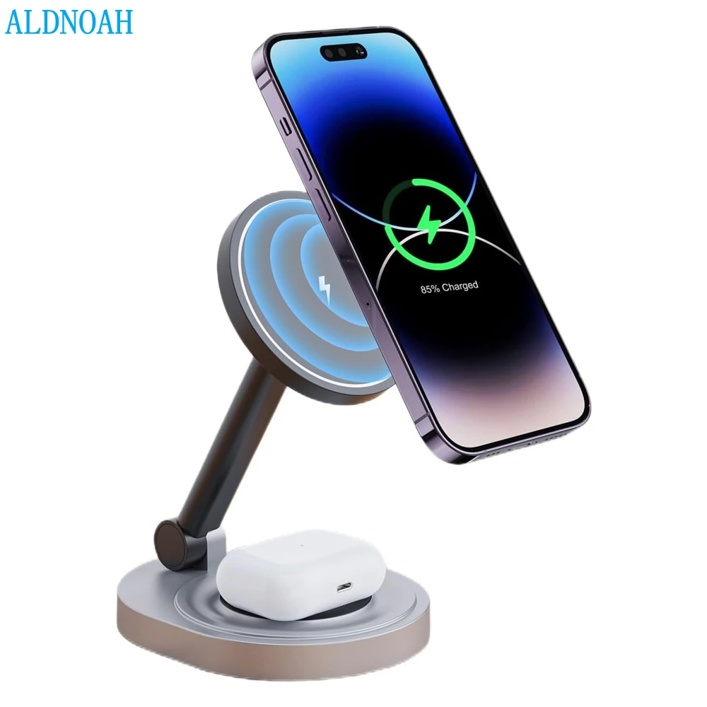 

15W 2 in 1 Magnetic Wireless Charger Stand Foldable For iPhone 12 13 14 Mini Pro Max Apple Watch Airpods Fast Charging Station
