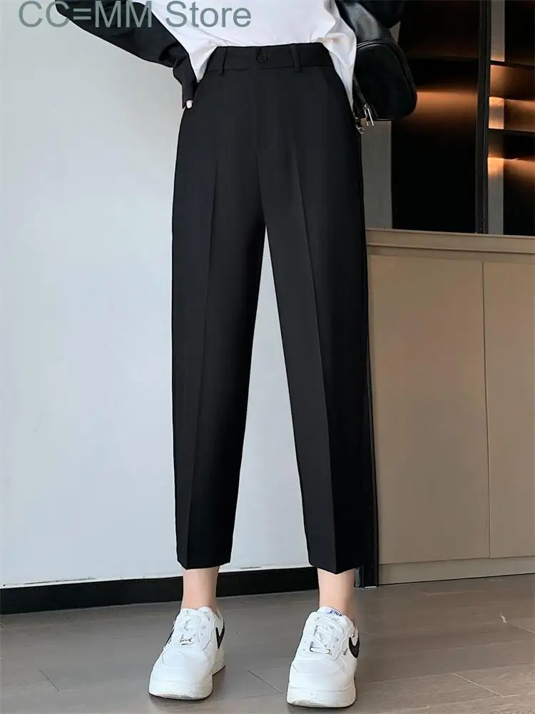 New High Waisted Suits Pants for Women Spring Summer Korean Fashion Chic Straight Pants Office Ladies Harem Pants