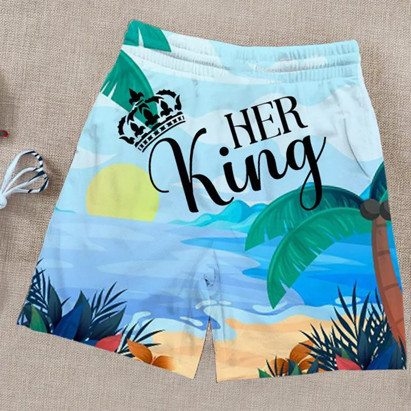 PLstar Cosmos King and Queen 3D Printed Summer Men Shorts For Women Bikini Couple Matching Beach Shorts 02 5