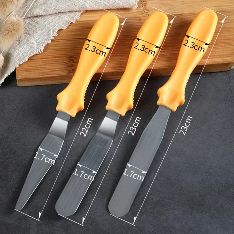 3Pcs Cake Spatula Set Stainless Steel Butter Cream Icing Frosting Knife Smoother Pastry Fondant Cookie Scraper Cake Baking Tool
