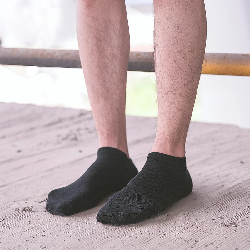 Business Boat Socks Black And White Solid Color Simple Men's Boat Socks Breathable And Comfortable Casual 10 pairs