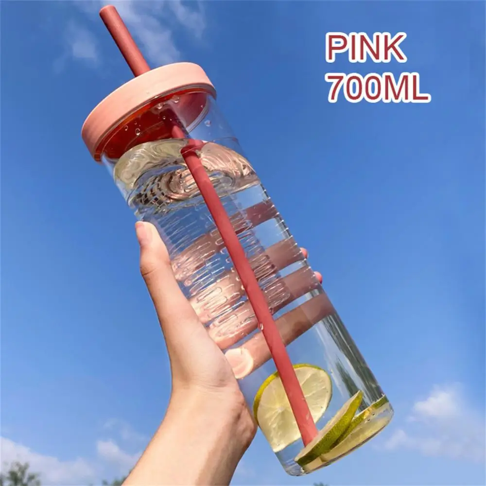 700 Ml Water Bottle With Straw, Portable Large Capacity Clear Sports Water Bottle, Outgoing, Bpa-Free Sports Bottle For Fitness Outdoor Activities