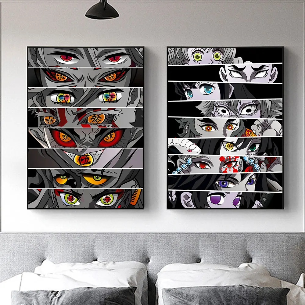 

Anime Eyes Demon Slayer Kimetsu No Yaiba Poster Wall Art Print Hashira Cartoon Anime Canvas Painting For Living Room Home Decor