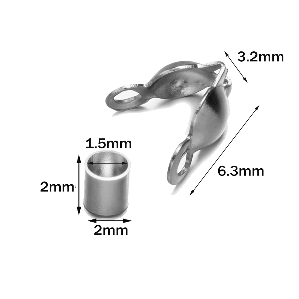 200 Punte Per Perline A Crimpare In Acciaio Inox – 4 Dimensioni Diverse – Per Creazione Gioielli Fai Da Te