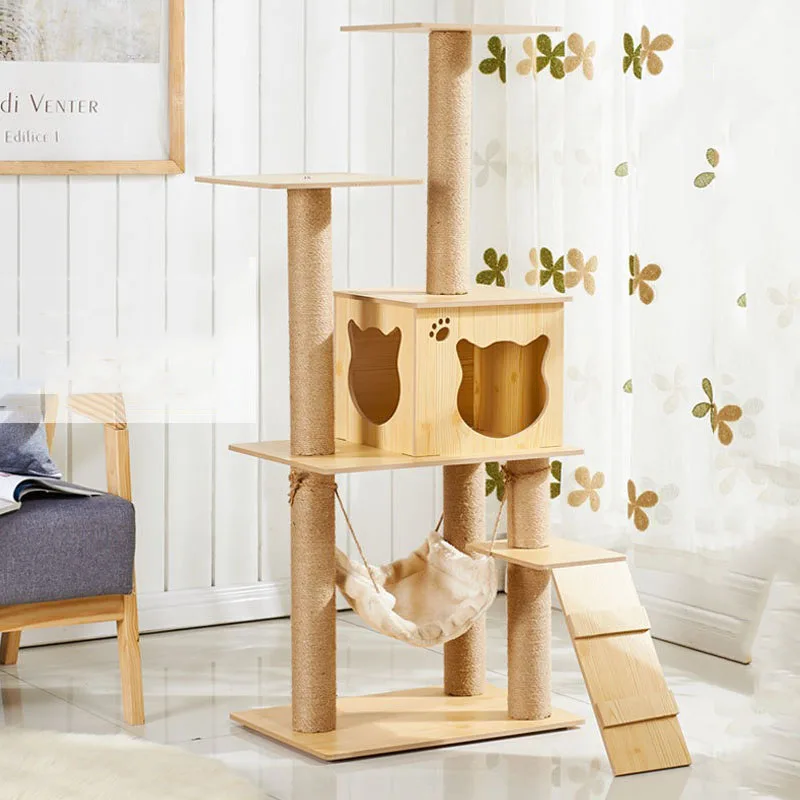 Cats Climbing Frame Wooden House Big Climbing Cats Scratch Board Toys