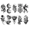 10pcs Waterproof Temporary Tattoo Sticker Dark Wolf Lion Tiger Eagle Snake Deer Skeleton Scorpion Body Art Arm Tattoo Women Men 5