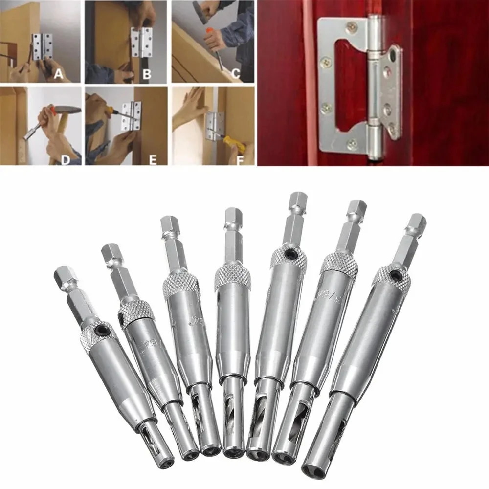HSS Self Centering Hinge Drill Bit Door Window Cabinet Woodworking Hole Puncher Wood Reaming Tool Countersink Drill Bits Set drill bit set