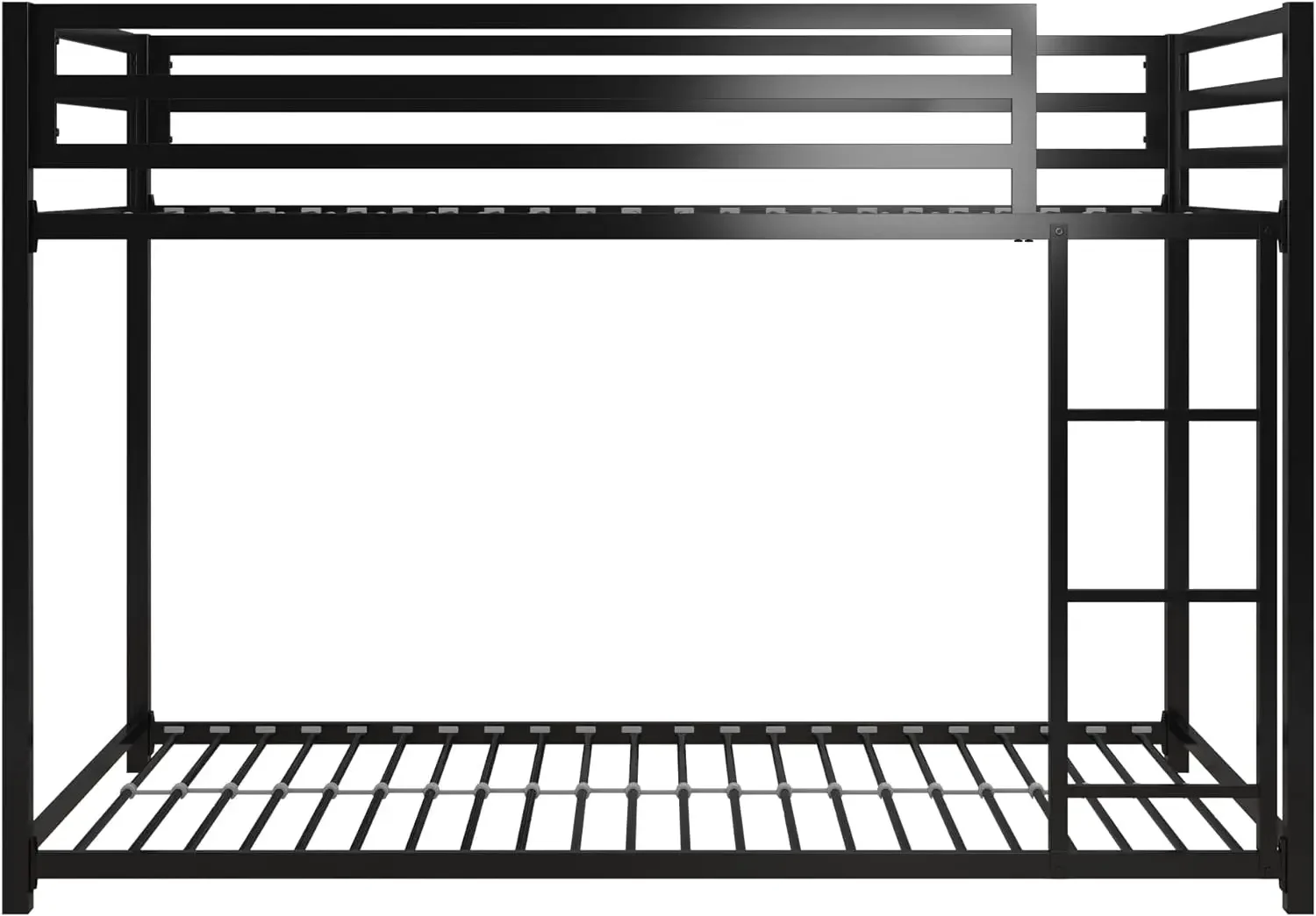 DHP Miles Low Metal Bunk Bed Frame for Kids, With Built-in Ladder, High Guardrail and Metal Slats, Floor Bed Bottom Bunk, No Box 4