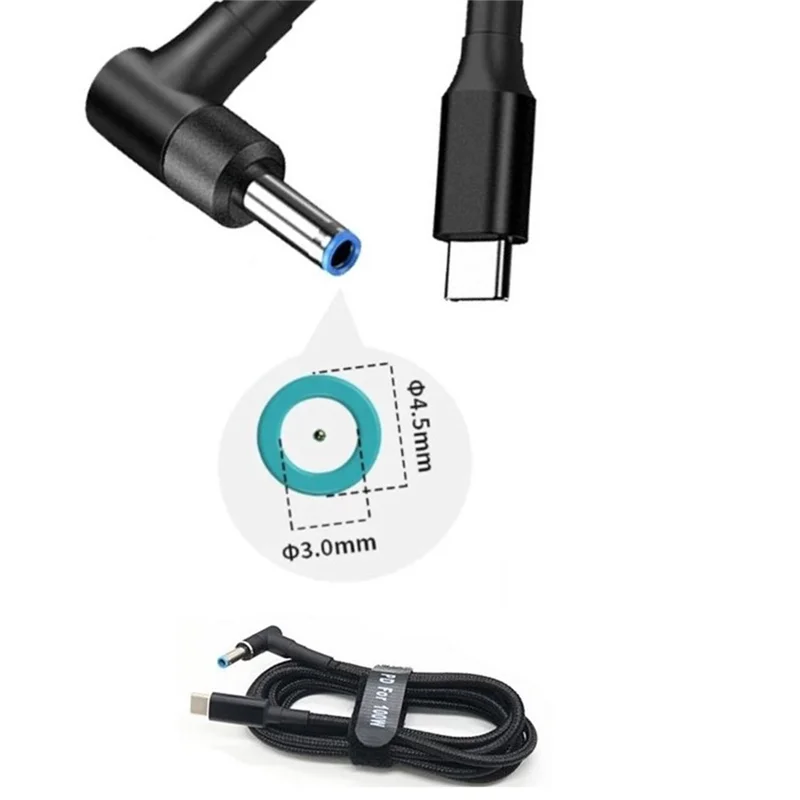 USB C-Ʈ  ̺ , CŸ-DC , 100W PD  , HP  ڵ, 4.5x3.0mm