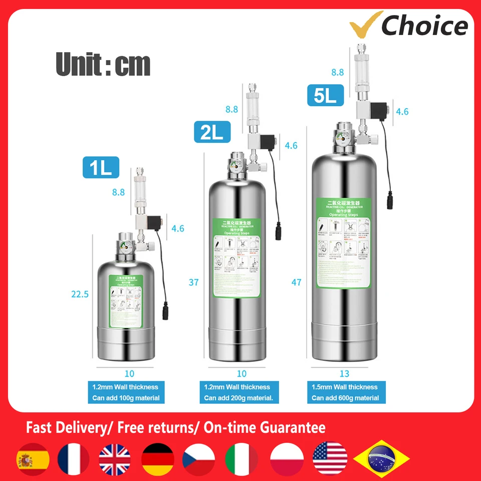 CO2 Generator System Kit CO2 Stainless Steel Cylinder Generator