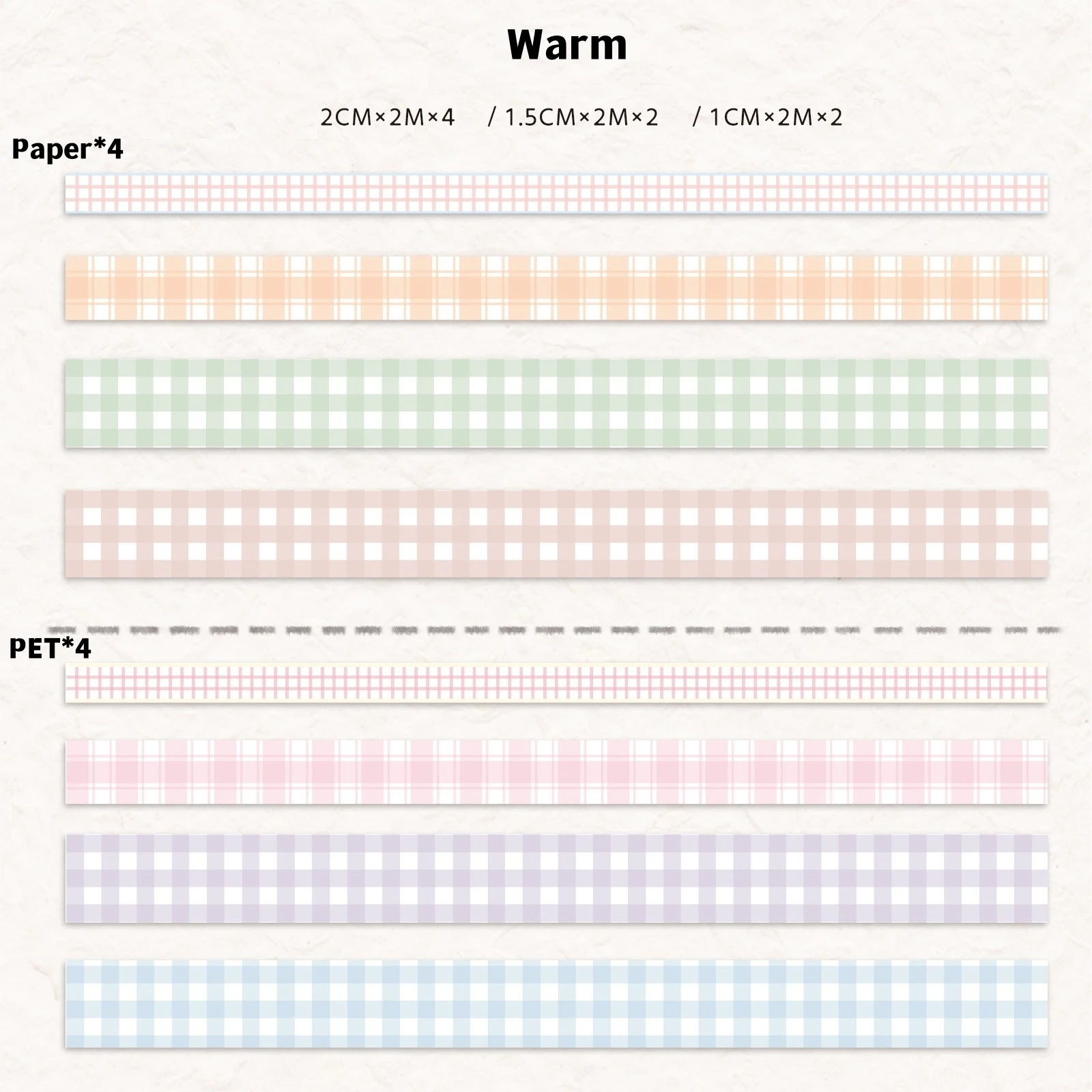 Tape - Simple Pastel Plaid Grid Washi Tape Set