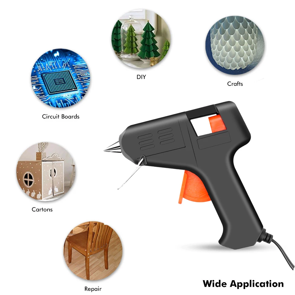 Hot Melt Glue Gun Hot Glue Gun 20W Hot Glue Gun Tool Kit Temperature Adjustment Silicone Gun for Crafts Repair DIY Use 7mm Glue Sticks Pure Copper Nozzle