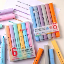 

Beautifully Boxed 6Color Highlighter Kawaii Stationery Triangle Rod Drawing Handbook Marker Pen for School Painting Art Supplies