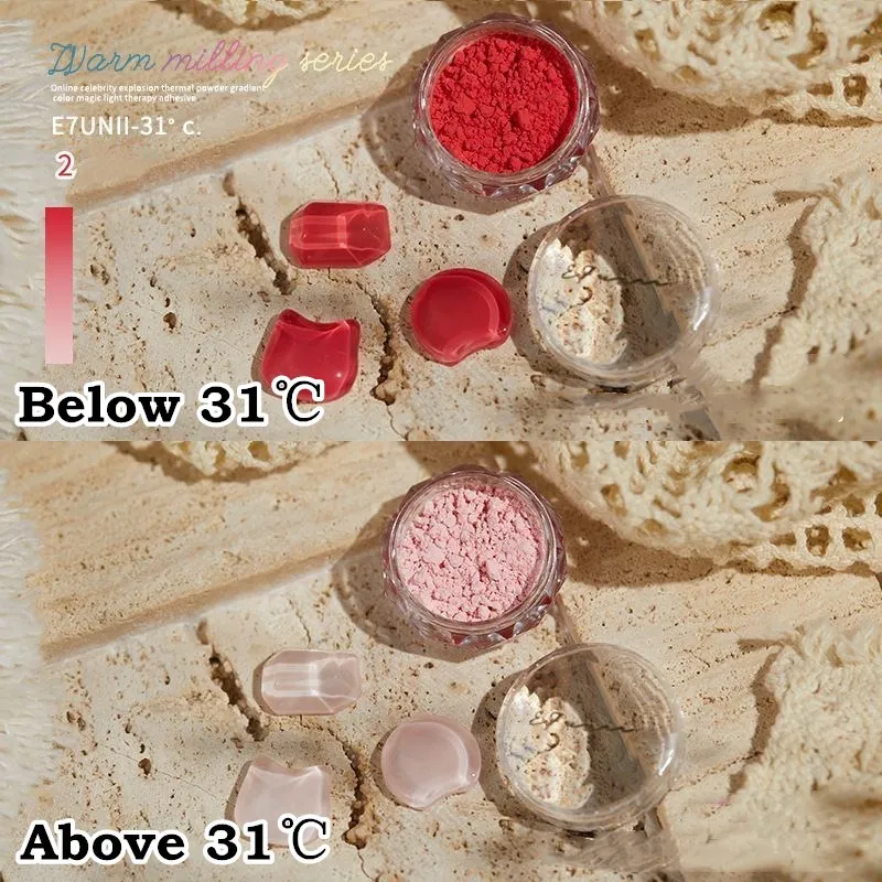 7colors Temperature Color Change Nail Powder Nail Glitter Powder Pigment Manicure Tips Decoration